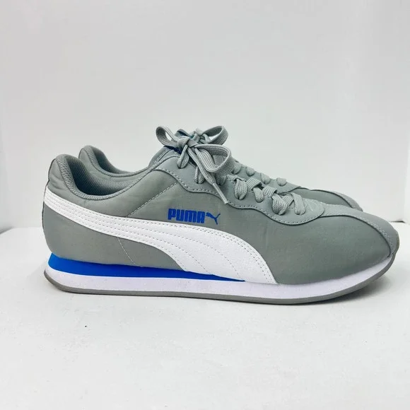 Puma Turin II Mens Sneakers Grey White Blue Low Top SoftFoam Trainers - Picture 3 of 12